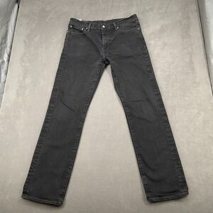 Levi's 504 Regular Straight Jeans Men 36x34 Black Denim Mid Rise Everyday Wear